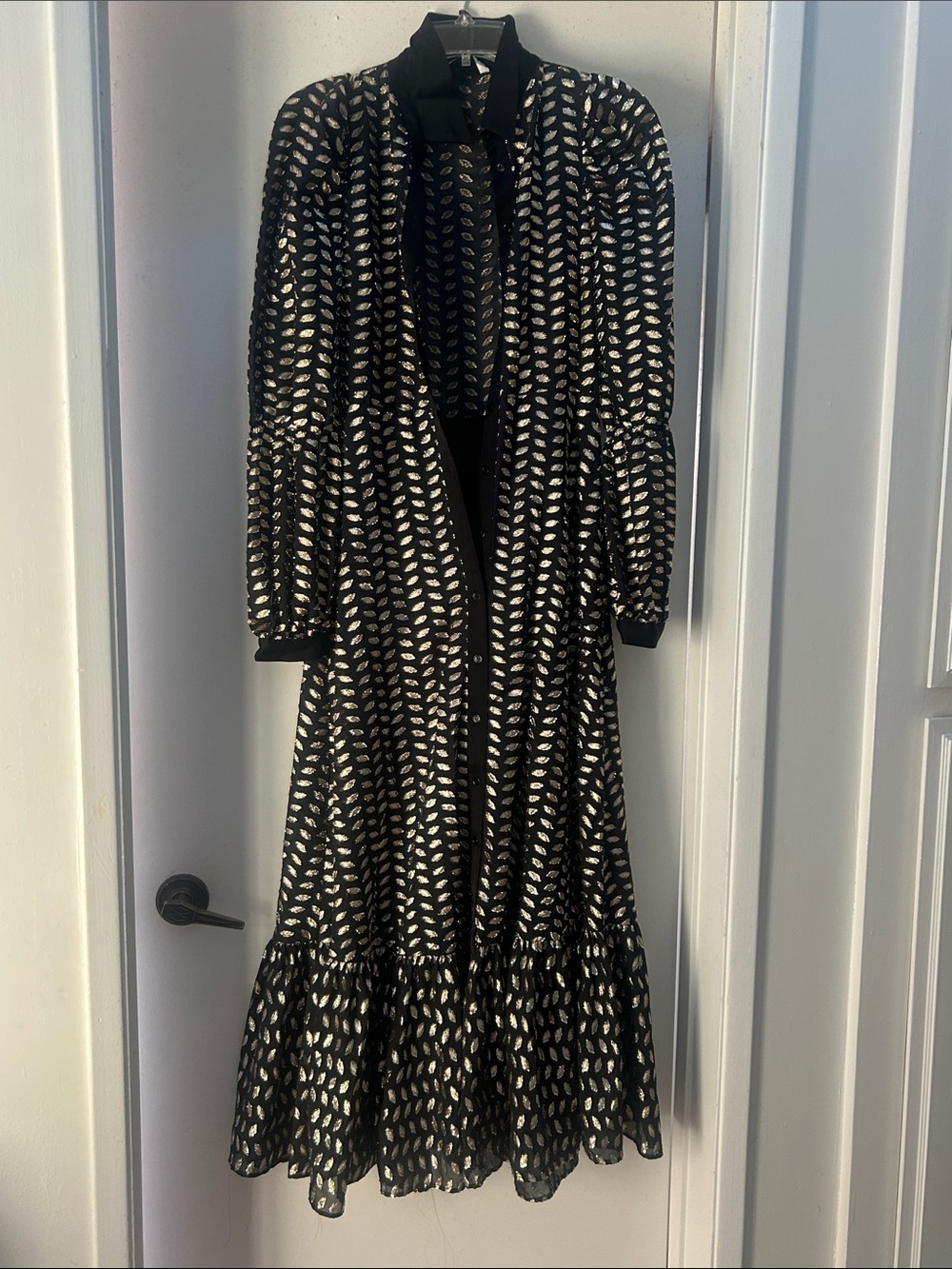 Zara Metallic Puff Sleeve Dress
